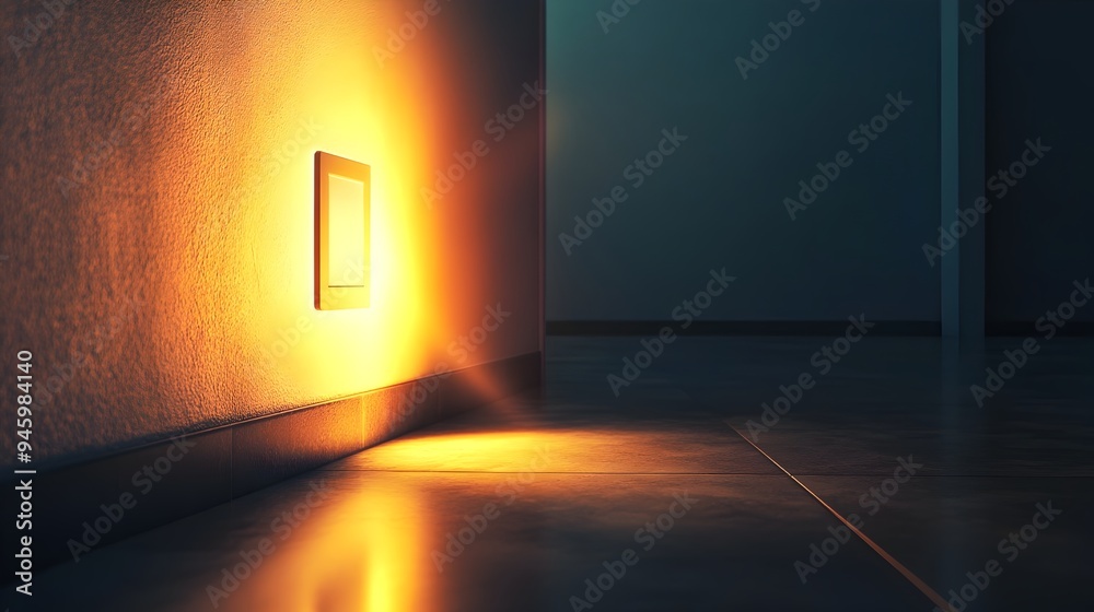 Poster conceptual image of a simple light switch that illuminates a different surreal reality