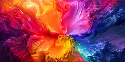 Spectrum-colored abstract artwork blending vibrant colors harmoniously, stimulating creativity and visual interest.
