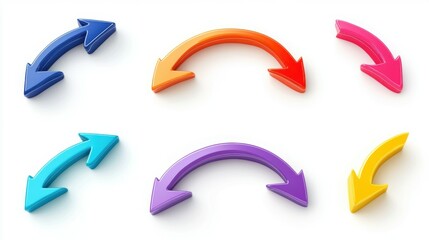 set of curved multi-colored arrows on a white background