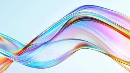 Abstract, colorful waves resembling transparent glass, flowing with a dynamic and fluid motion