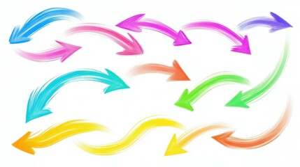 Obraz premium set of curved multi-colored arrows on a white background