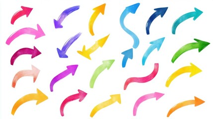 Fototapeta premium set of curved multi-colored arrows on a white background