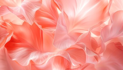 Soft coral pink abstract pattern resembling delicate petals with soft light and shadow play, creating a serene atmosphere.