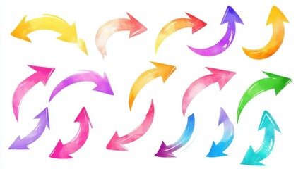 set of curved multi-colored arrows on a white background
