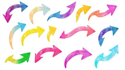 Fototapeta premium set of curved multi-colored arrows on a white background