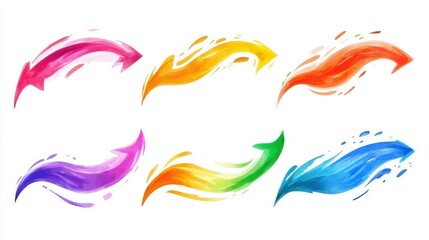 Obraz premium set of curved multi-colored arrows on a white background