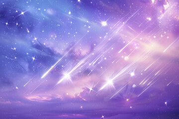Fototapeta premium Whimsical celestial scene featuring angular shooting stars against a gradient background.