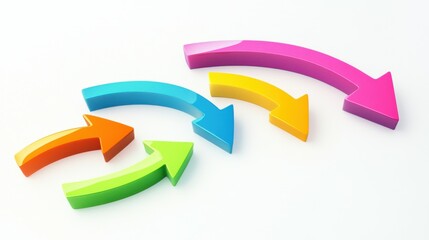 set of curved multi-colored arrows on a white background