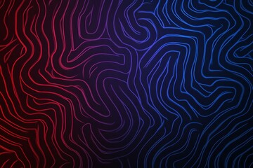 This modern pattern features blue, red, and white lines forming an intricate maze.