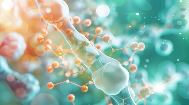 Abstract 3D illustration of nutrient molecule essential for bone health, showcasing the intricate structure and importance of this molecule for maintaining strong and healthy bones.