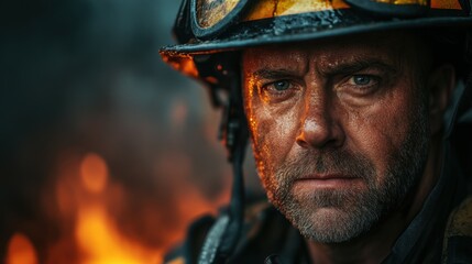 a tired fireman in his forties.