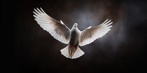 Winged dove represents Holy Spirit descending with flames of gospel truth. New Testament symbol for Pentecost and Easter celebrations. A representation of apostle power, faith, and conviction.