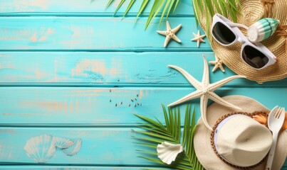 summer vacation concept, travel background with copy space