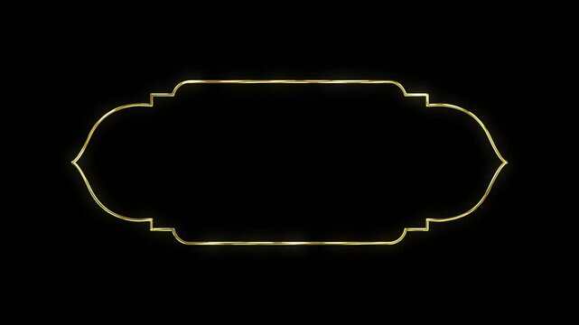 islamic gold frame animated oval frame round rectangle frame wedding model gold frame luxury background 4k gold border looping