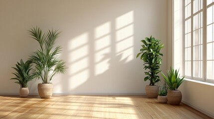 Modern Renovated Room with Potted Houseplants and Window
