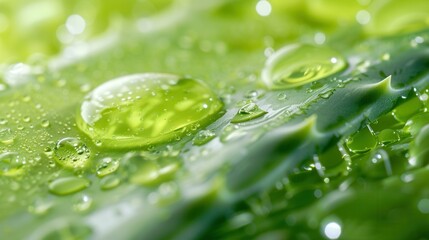 Refreshing Aloe Vera Gel Texture with Water Droplets Close-Up - Super-Resolution 32K Image. AI generated illustration