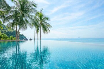 Summer Resort Beach Sea Relax Travel Vacation Palm Tropic Copy Space Banner Background Hotel , ai