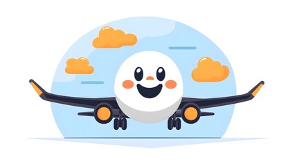 Obraz premium A cartoon airplane with big, friendly eyes and a smile