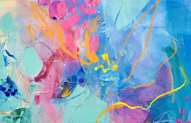 Abstract art floral backgrounds. Hand-painted background. Acrylic painting on canvas.Texture acrylic . Fragment of artwork. Brushstrokes of paint. background for textile, package, floristic poster