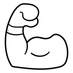 Hand drawn doodle bicep on white background.