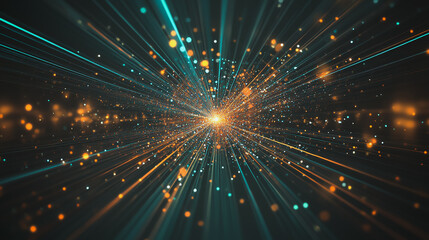 Fototapeta premium Abstract light explosion and network points, dot, earth's surface, digital background Innovation network points Earth's surface wave background digital wave information technology background