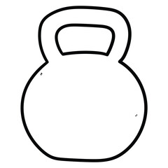 Hand drawn doodle kettlebell on white background.