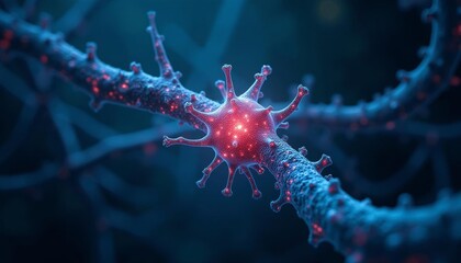 Neural network in a futuristic blue and red glow