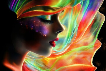 Obraz premium A vibrant swirl of rainbow-colored, smooth-flowing fabric-like patterns creates a stunning abstract visual, evoking feelings of joy and creativity.
