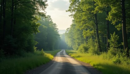 A serene forest road inviting exploration