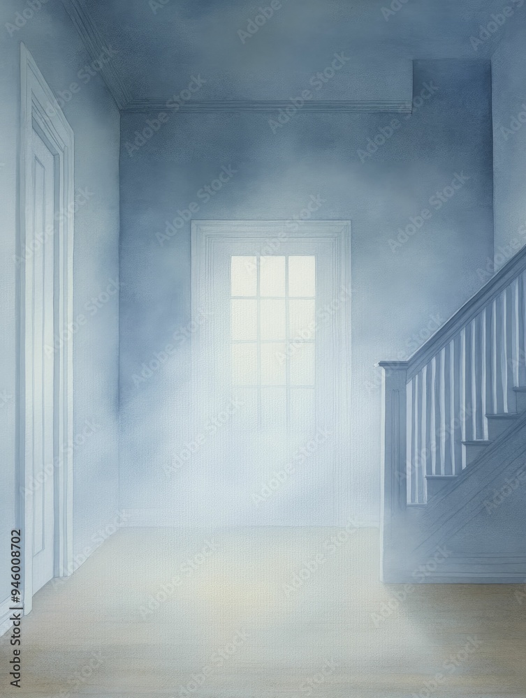 Poster Phantom Glows Lighting Up a Darkened Room in a Captivating Watercolor Scene