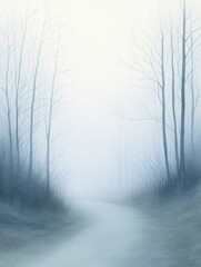 Mysterious Fog Elements Amplifying the Haunting Atmosphere of an Otherworldly Watercolor Scene.