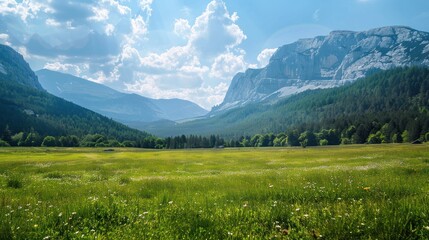 Obraz premium A landscape photo with a clear focus point on a distant mountain