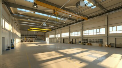 Efficient distribution center with overhead cranes