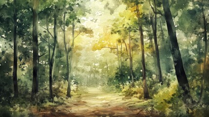 Fototapeta premium Woody scent, deep forest tones, watercolor style