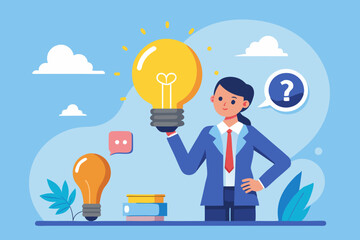 Question and answer, FAQ frequently asked questions, asking and reply to solve problem, help information, solution or q and a session concept, business people with question mark and lightbulb bubble
