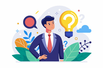 Question and answer, FAQ frequently asked questions, asking and reply to solve problem, help information, solution or q and a session concept, business people with question mark and lightbulb bubble
