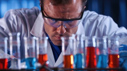 A scientist with focus work on a laboratory experiment