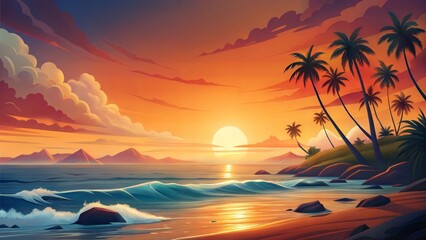 Fototapeta premium a ocean with hot conditions illustration background