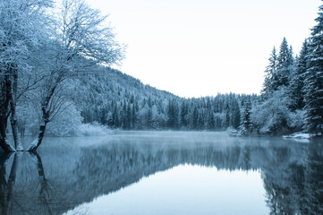 Evocative snowy mountain landscapes