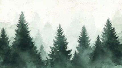 Fototapeta premium Essence of pine and cedar, forest background, watercolor style