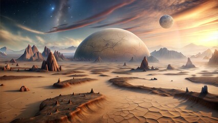 alien planet with dry conditions illustration background