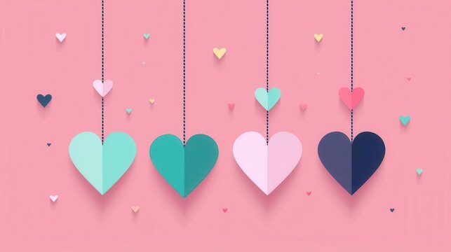 Lost harmony, discordant heart symbols, flat design