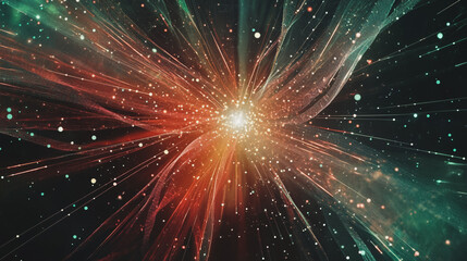 Obraz premium Abstract light explosion and network points, dot, earth's surface, digital background Innovation network points Earth's surface wave background digital wave information technology background
