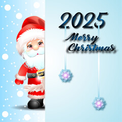 The Christmas banner of 2025. Santa is peeking out from behind the wall.
