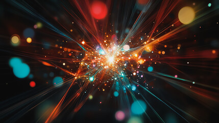 Abstract light explosion and network points, dot, earth's surface, digital background Innovation network points Earth's surface wave background digital wave information technology background