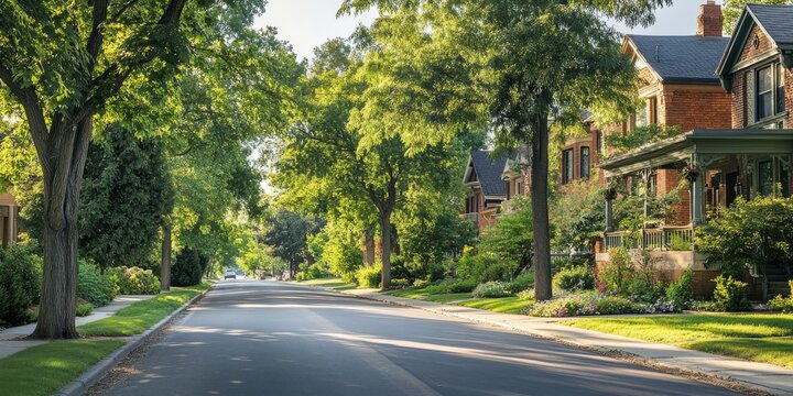 Treelined Street with Beautifully Restored Victorian Home