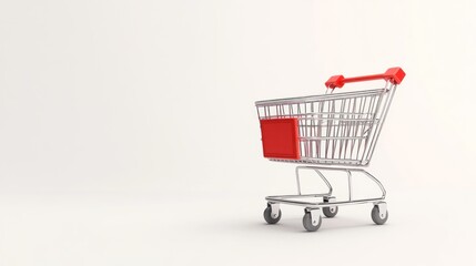 Close up of a shopping cart on a white background. Ai generated image