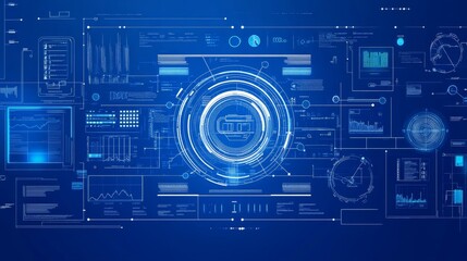 Obraz premium Futuristic Digital Interface with Glowing Lines and Circles