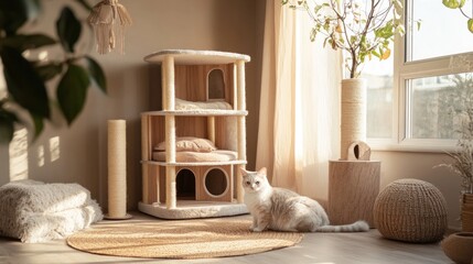 Cozy Cat Corner with a Playful Feline