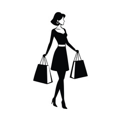 Elegant Shopping Woman Silhouette Vector